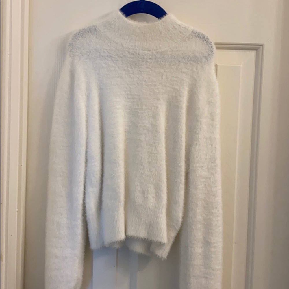 Fuzzy white turtleneck